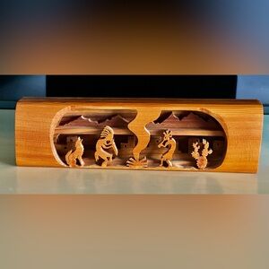 Handmade Wooden Southwest 3D Decor Kokopelli, Coyote, Campfire, Cactus Intricate